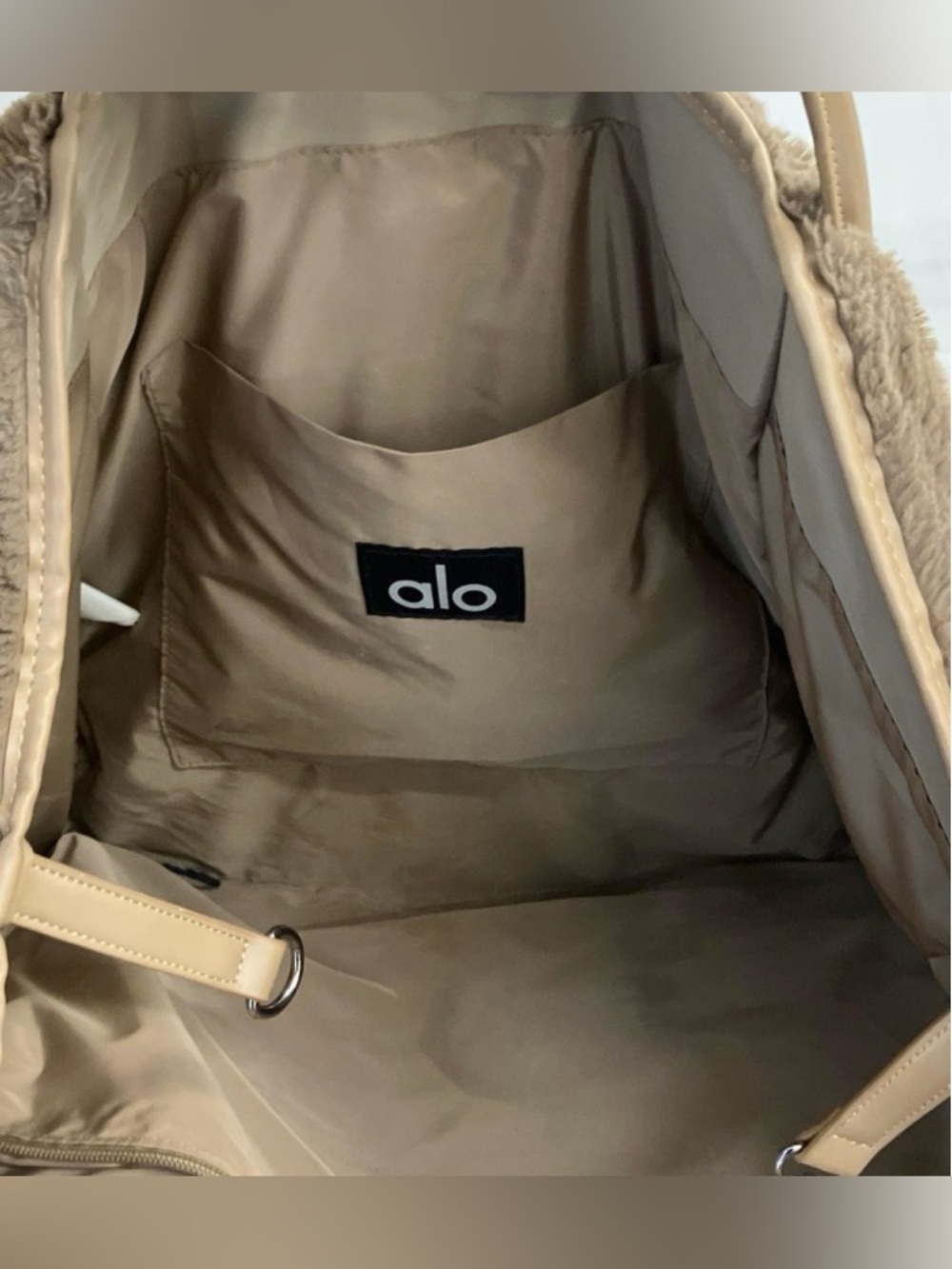 EUC Alo Yoga Faux Fur Tote Bag - Toasted Almond - Picture 5 of 7